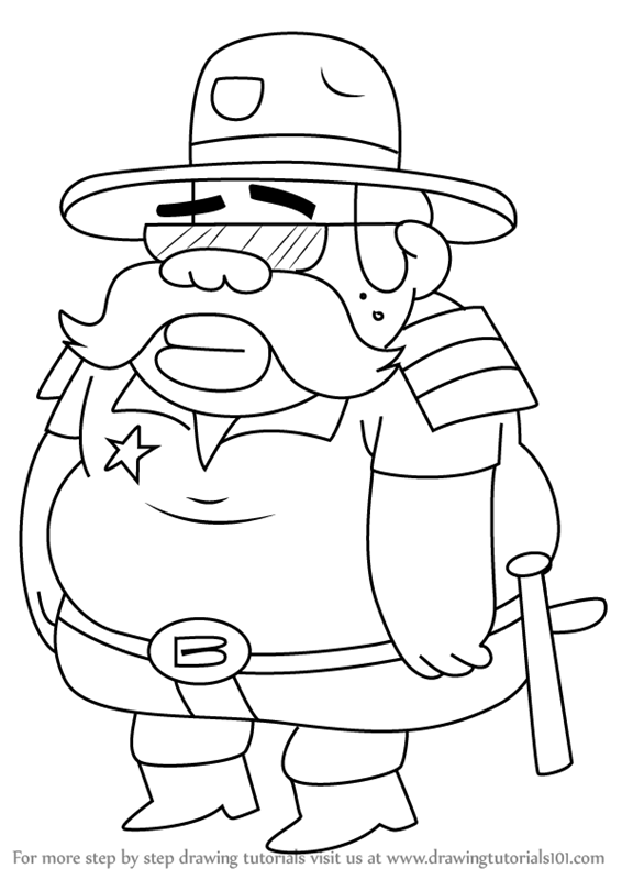 566x800 learn how to draw sheriff blubs from gravity falls - Sheriff Drawing
