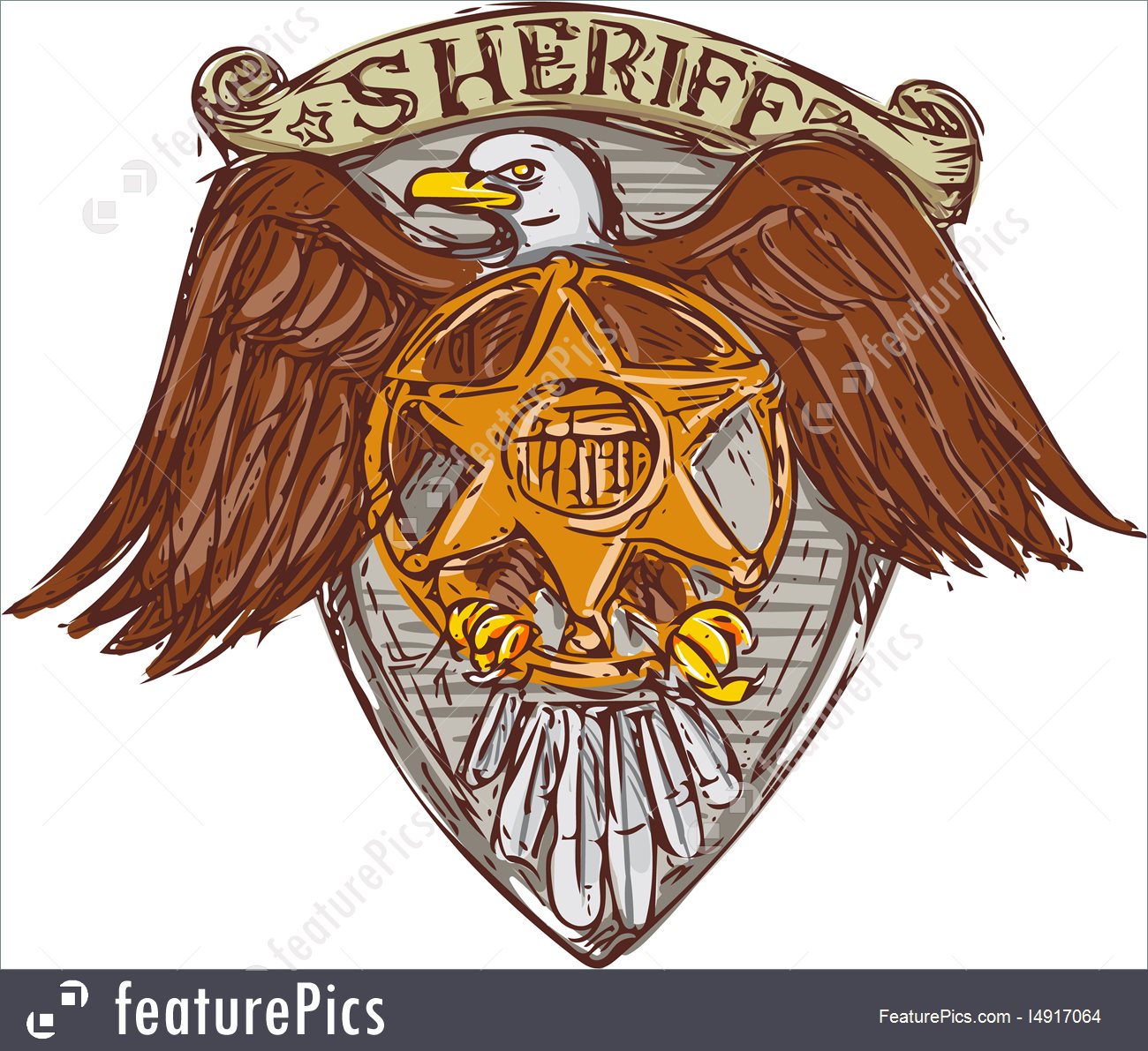1300x1191 sheriff badge american eagle shield drawing stock illustration - Sheriff Drawing