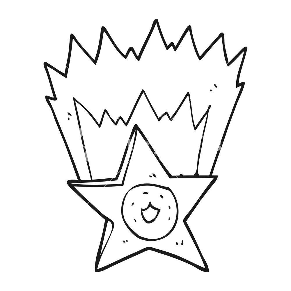 1000x1000 freehand drawn black and white cartoon sheriff badge royalty free - Sheriff Drawing