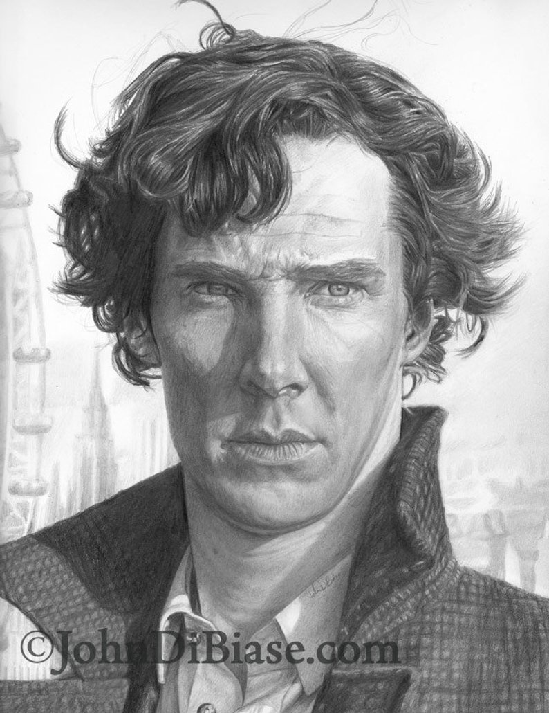 794x1030 Drawing Print Of Benedict Cumberbatch As Sherlock Etsy - Sherlock Drawing