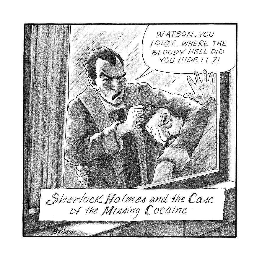 887x900 Sherlock Holmes And The Case Of The Missing Cocaine Drawing - Sherlock Holmes Drawing