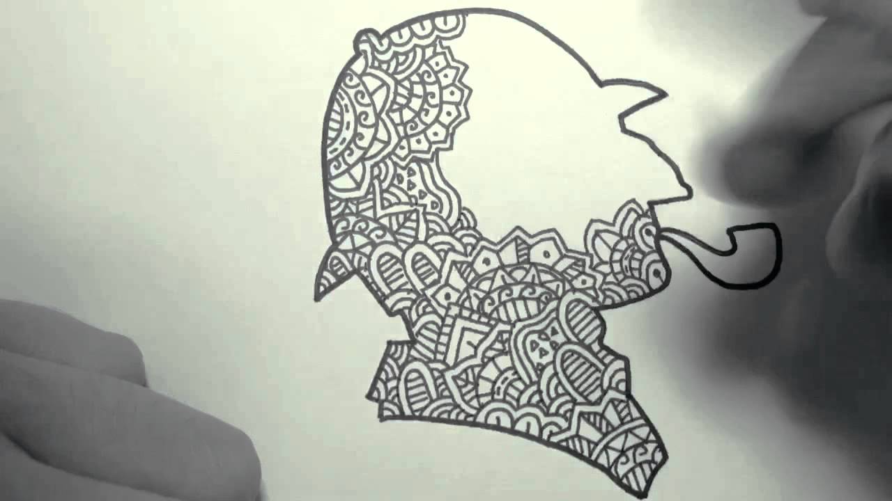 1280x720 Speed Drawingzentangling Sherlock Holmes' Silhouette - Sherlock Holmes Drawing