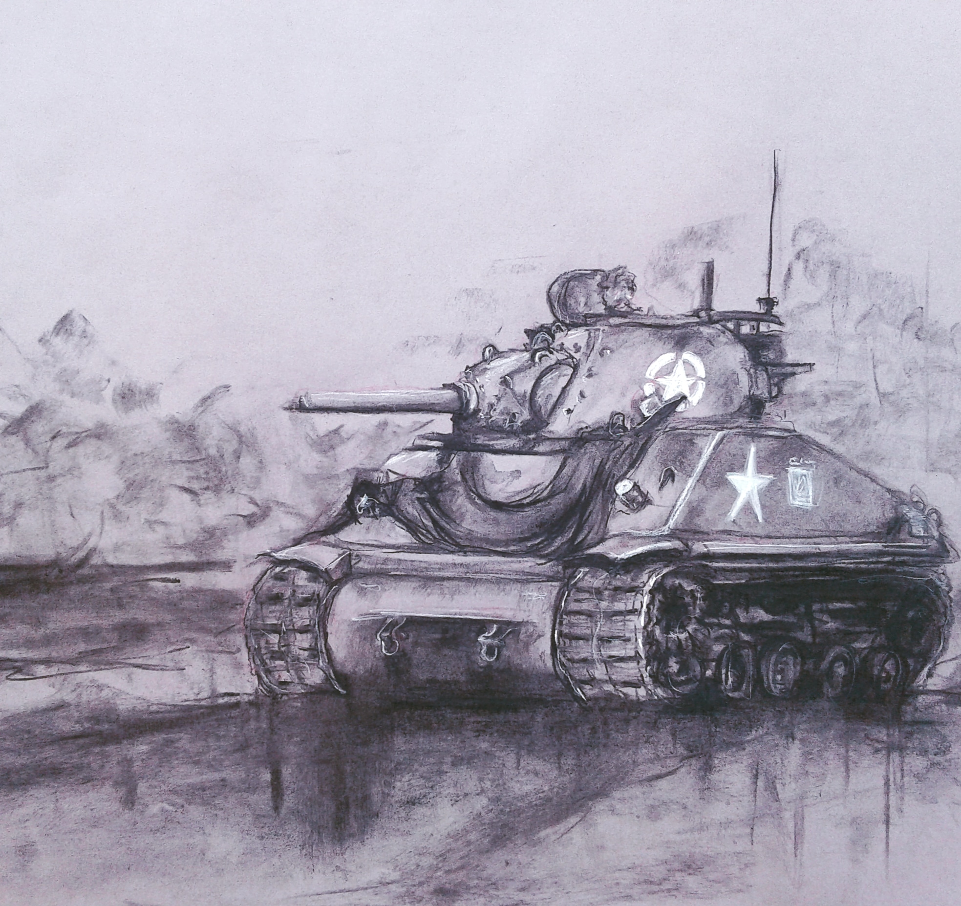 1967x1854 sherman commissioned drawing tanks - Sherman Tank Drawing