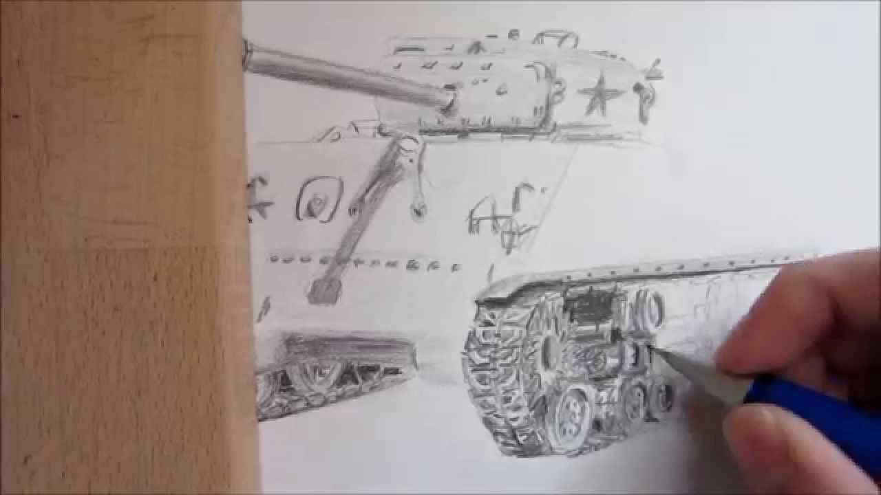 1280x720 Sherman Speeddrawing - Sherman Tank Drawing