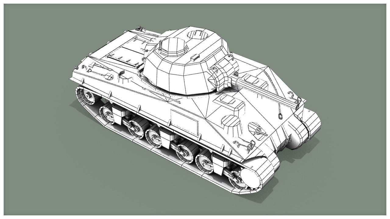 1280x720 sherman tank asset cgtrader - Sherman Tank Drawing