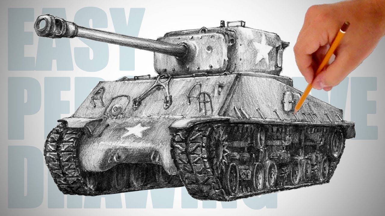 1280x720 how to draw a tank - Sherman Tank Drawing