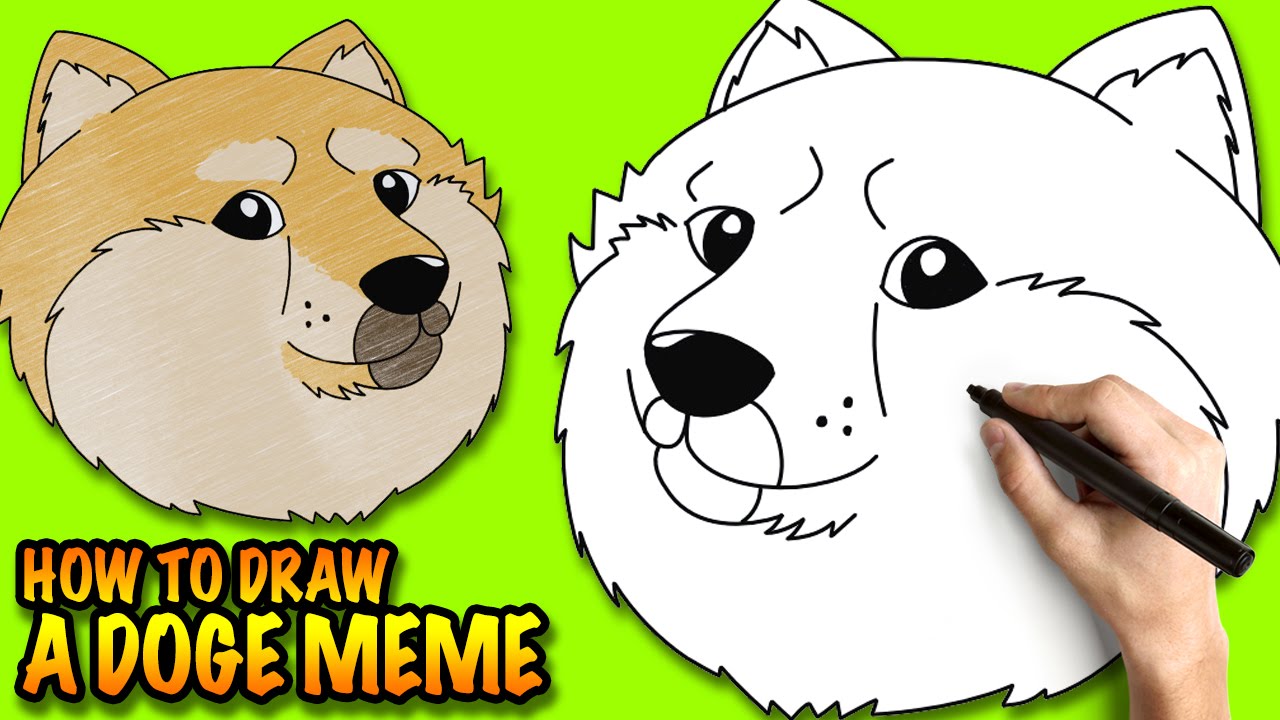 1280x720 how to draw a doge meme - Shiba Drawing