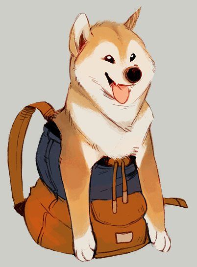 402x545 illustration art, shiba inu, dog art - Shiba Inu Drawing