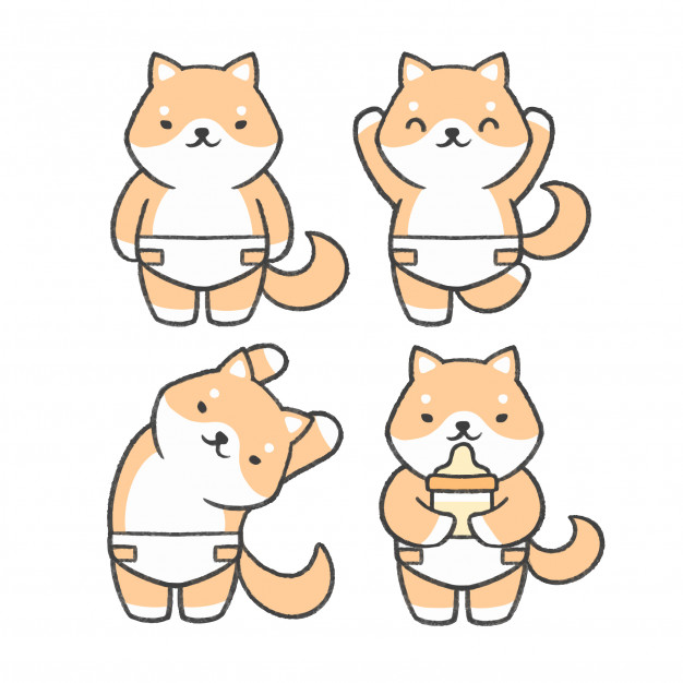 626x626 baby shiba inu hand drawn cartoon collection vector premium download - Shiba Inu Drawing