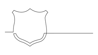 320x180 continuous line drawing of protective shield on white background - Shield Drawing