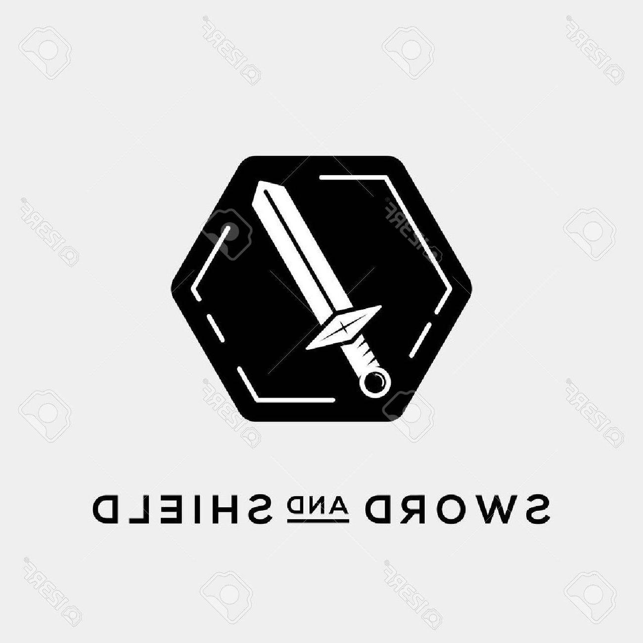 1300x1300 Best Sword And Shield Abstract Vector Logo Template Or Icon Drawing - Shield Drawing Template
