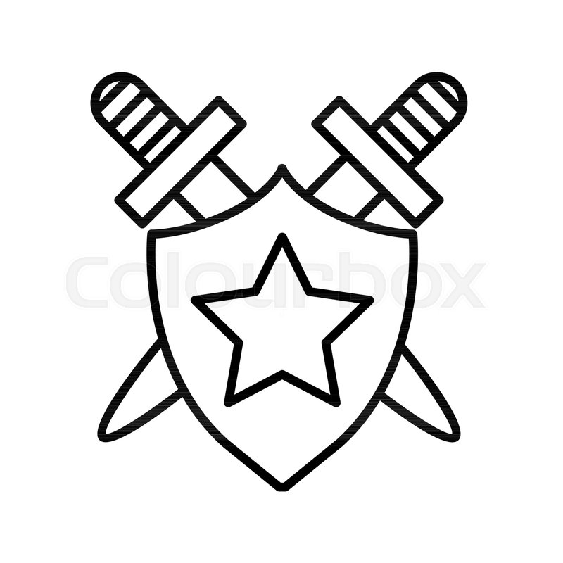 800x800 Reward For Sword Fighting, Shield Line Stock Vector Colourbox - Shield Line Drawing