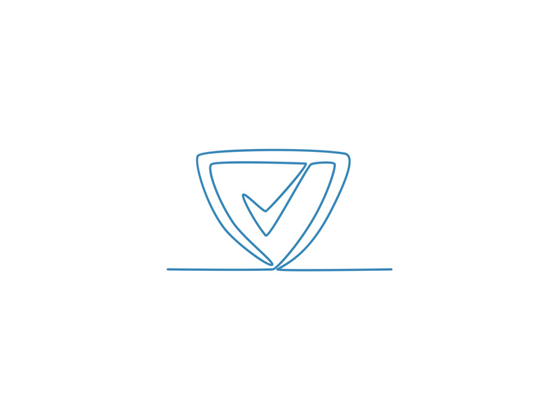 800x600 shield with check mark continuous line - Shield Line Drawing
