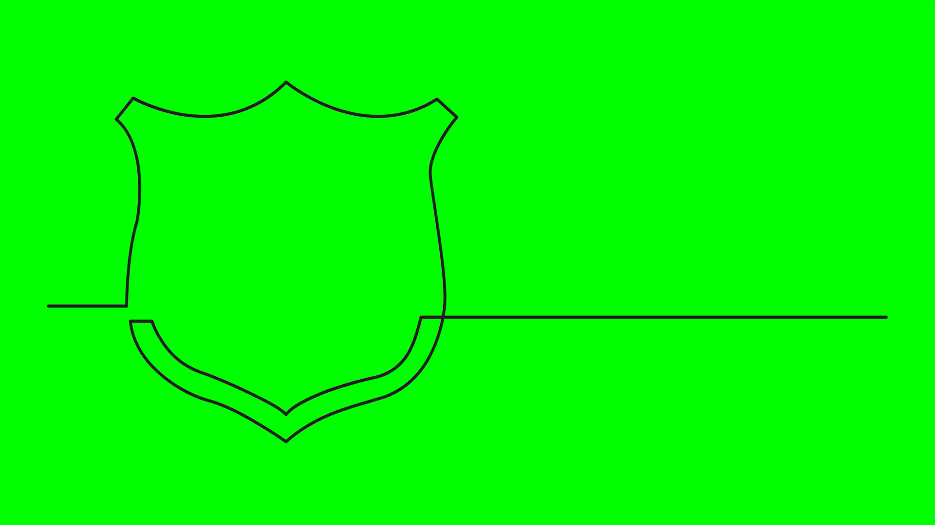 1920x1080 Continuous Line Drawing Of Protective Shield On Green Background - Shield Line Drawing