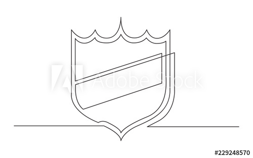 500x313 Continuous Line Drawing Of Shield Label - Shield Line Drawing