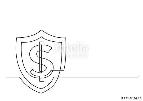 500x354 One Line Drawing Of Isolated Vector Object - Shield Line Drawing