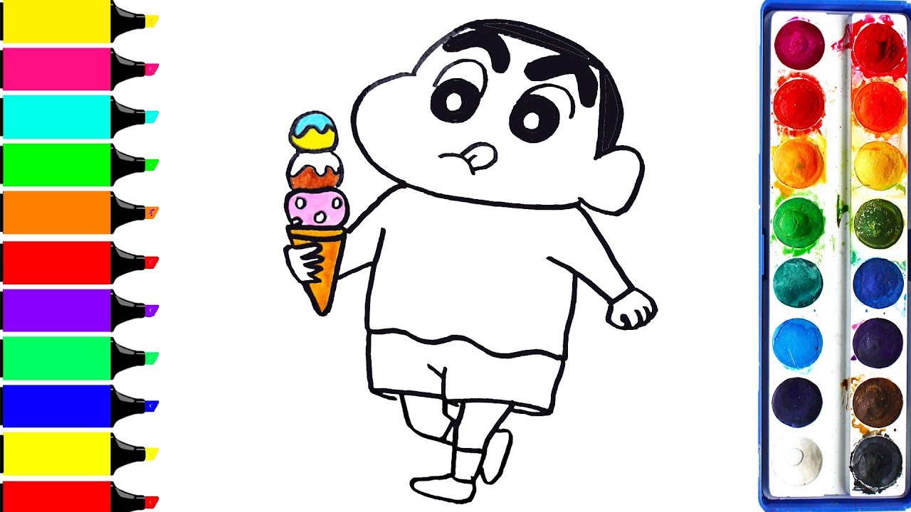 1280x720 shin chan coloring pages drawing icecream art colors for kids - Shin Drawing