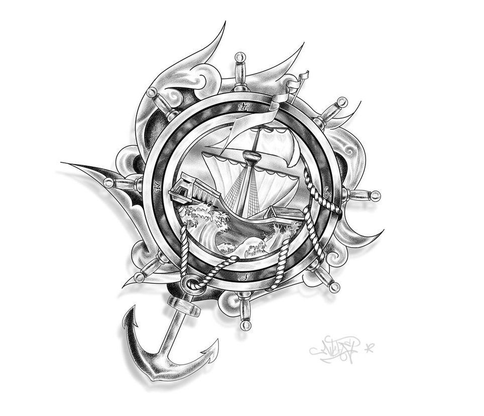 964x828 Anchor Tattoo Drawings Tattoo Design Ship, Anchor And Ropes - Ship Anchor Drawing