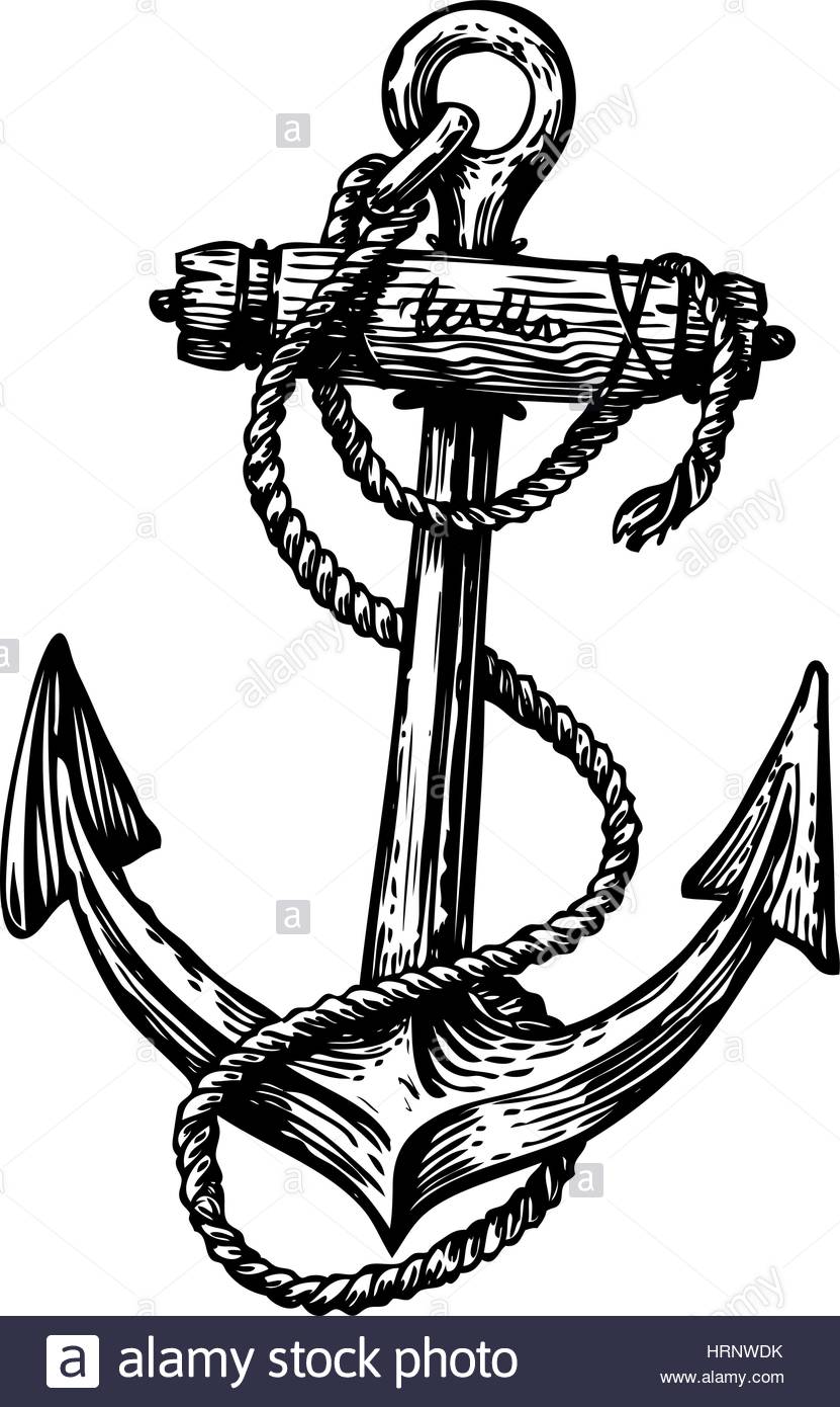831x1390 How To Draw A Rope Around An Anchor With Ship Anchor And Rope Hand - Ship Anchor Drawing