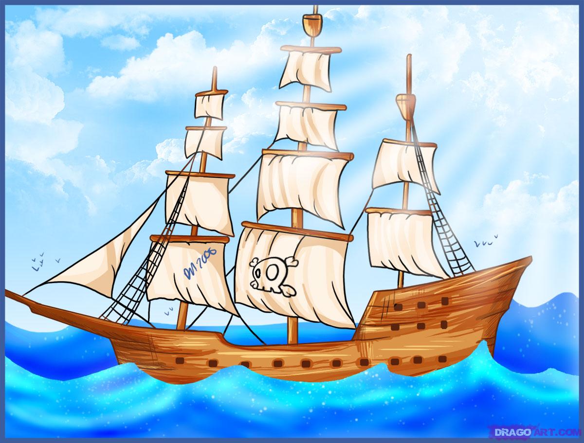 1200x911 How To Draw A Pirate Ship, Step - Ship Drawing