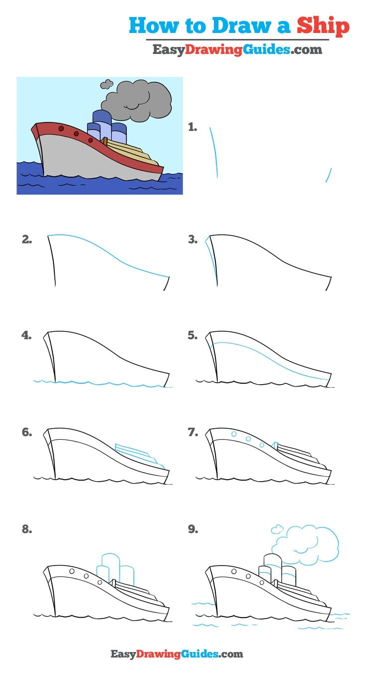 736x1351 How To Draw A Ship Really Easy Drawing Tutorial - Ship Drawing Easy