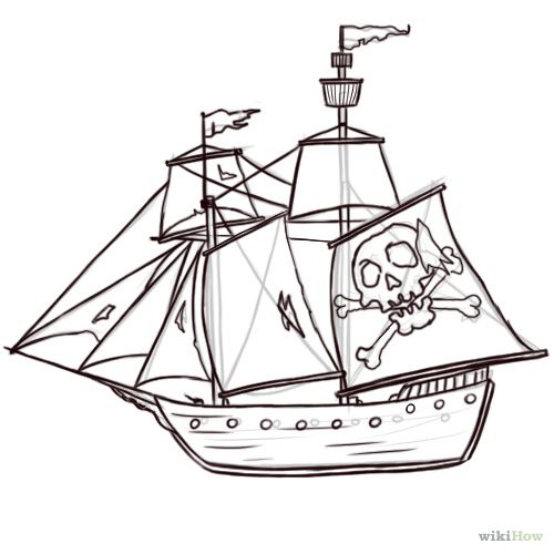 500x500 Unusual Idea How To Draw Pirate Ship A Steps With Pictures - Ship Drawing Easy