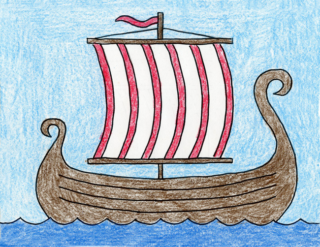 650x502 Draw A Viking Ship Art Projects For Kids - Ship Drawing For Kids