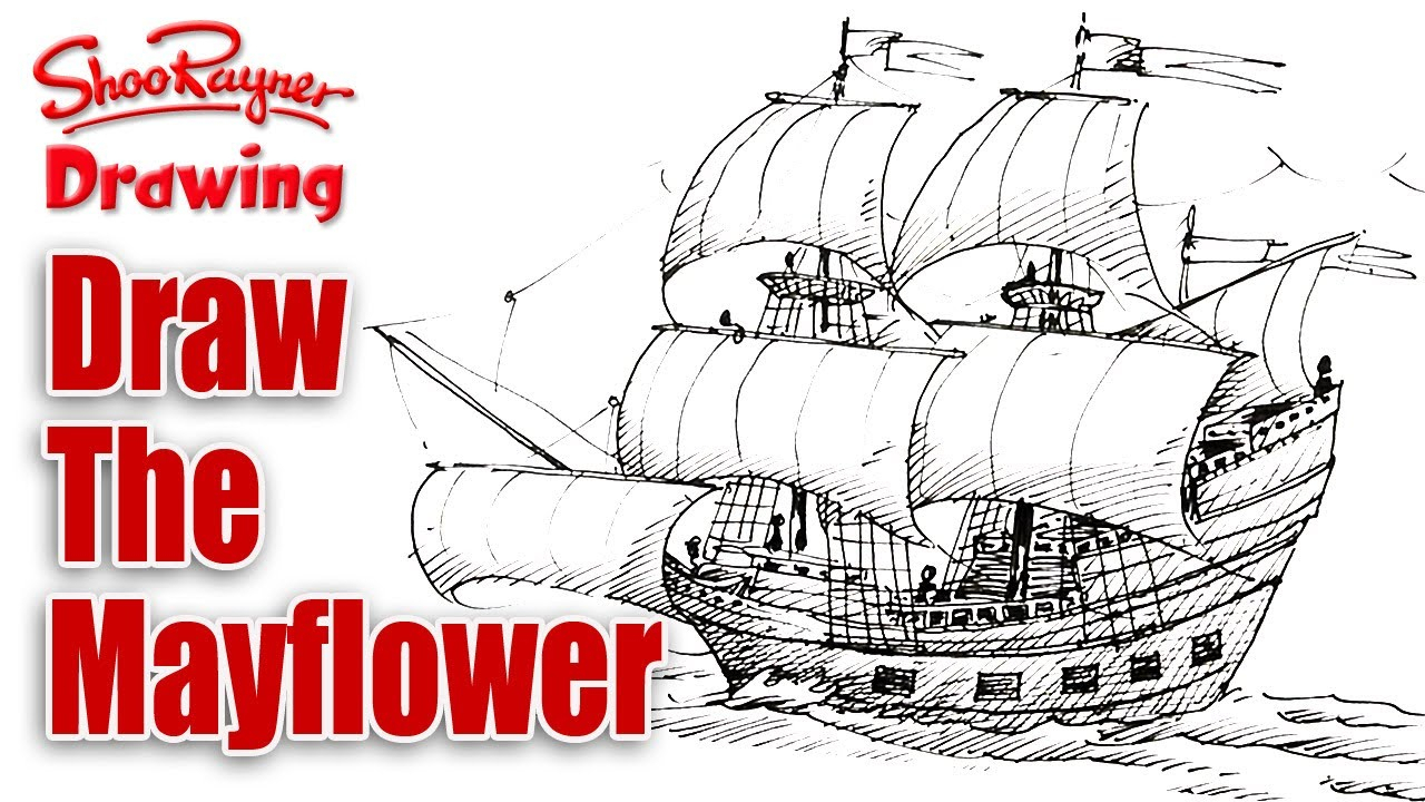1280x720 mayflower ship drawing - Ship Drawing For Kids.