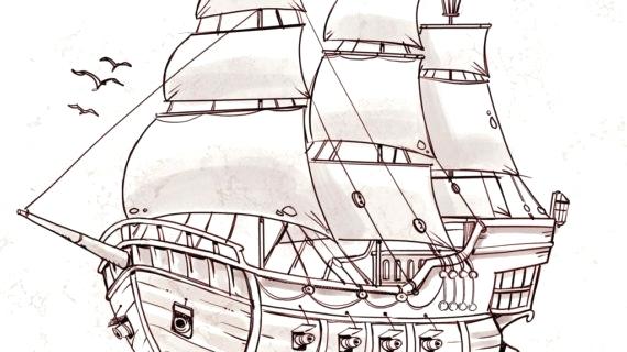 570x320 how to draw a pirate ship feat photos of the simple pirate ship - Ship Drawing Simple