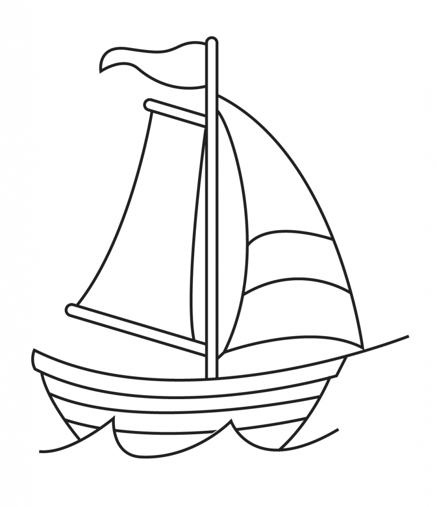 883x1024 Simple Boat Drawing Drawn Sailing Ship Pencil And In Color - Ship Drawing Simple