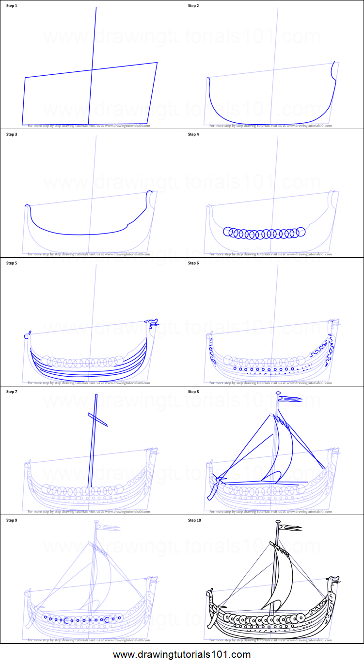 751x1376 How To Draw A Viking Ship Printable Step - Ship Drawing Step By Step