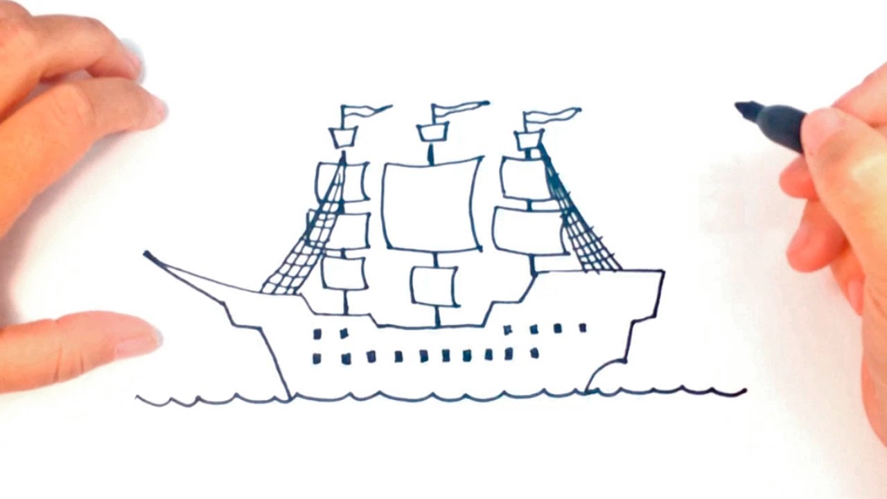 1280x720 How To Draw A Pirate Ship Step - Ship Drawing Step By Step