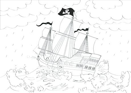 460x325 Easy Boats To Draw Coloring Pages For Kids Halloween Printable - Ship Easy Drawing