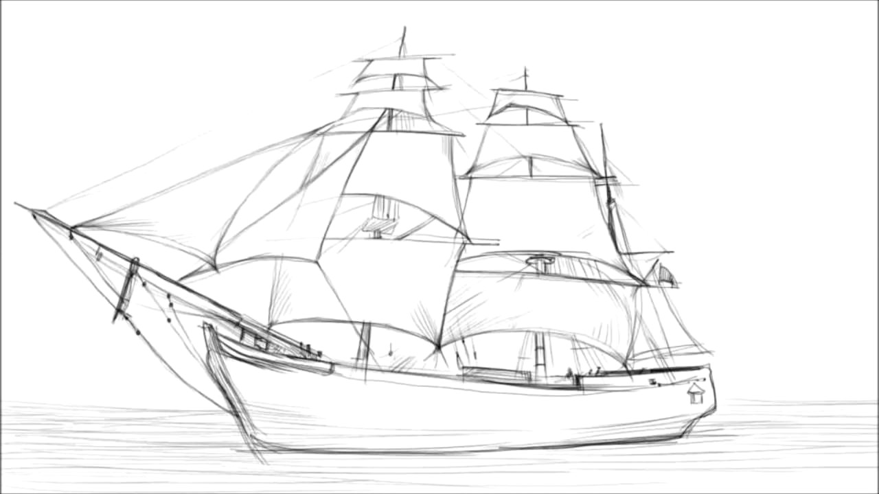 1280x720 Ship Drawing Step - Ship Images For Drawing