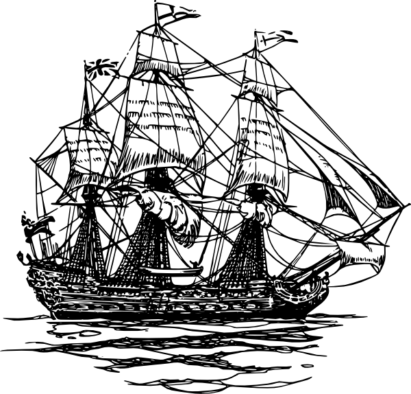 600x574 Ship Of The Line Clip Art - Ship Line Drawing
