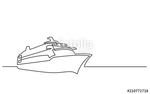 500x313 Continuous Line Drawing Of Cruise Ship Stock Image And Royalty - Ship Line Drawing