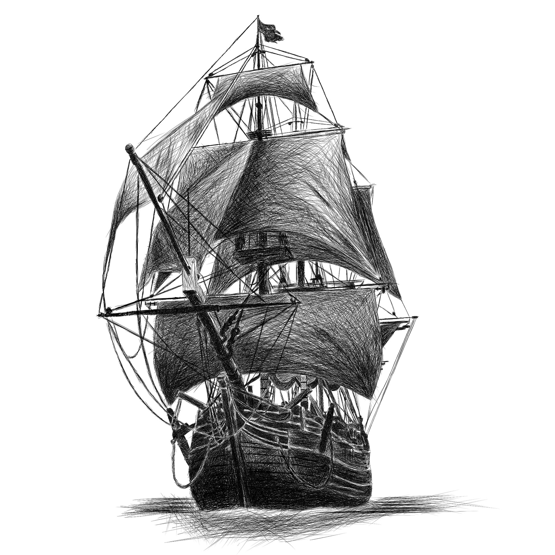 Ship Line Drawing at PaintingValley.com | Explore collection of Ship ...