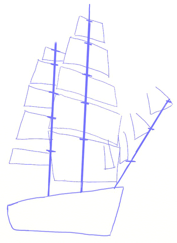 350x478 How To Draw A Sailing Ship - Ship Outline Drawing