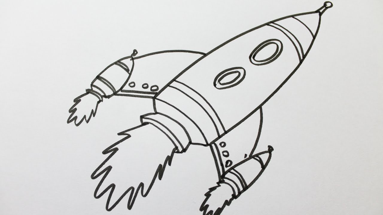 1280x720 How To Draw A Rocket Ship - Ship Outline Drawing