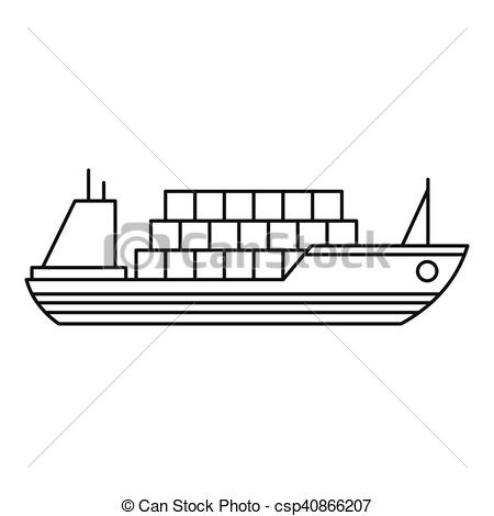 450x470 ship with cargo icon, outline style icon outline illustration - Ship Outline Drawing