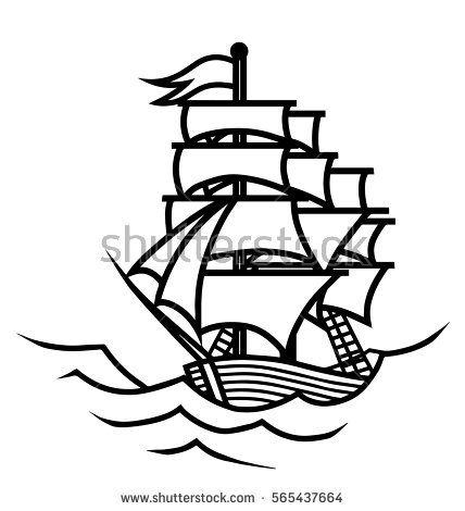 428x470 Ship Outline Images Boat Outline Drawing - Ship Outline Drawing