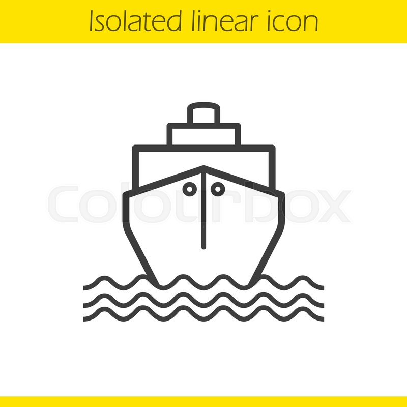 800x800 Cruise Ship With Waves Linear Icon Stock Vector Colourbox - Ship Outline Drawing