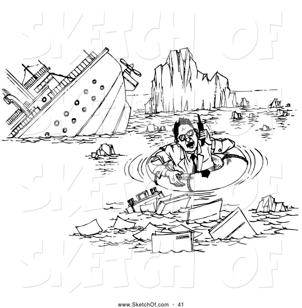 1024x1044 Drawing Of A Stressed Businessman On A Phone - Ship Sinking Drawing