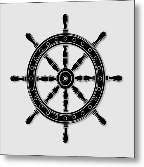 493x572 ship steering wheel vector illustration metal print - Ship Steering Wheel Drawing