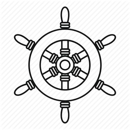 512x512 boat, line, old, outline, ship, steering, wheel icon - Ship Steering Wheel Drawing