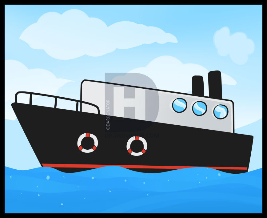 868x708 How To Draw A Ship, Step - Ship Step By Step Drawing