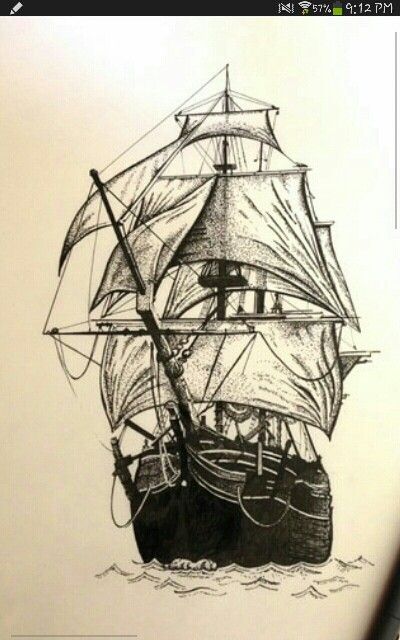 400x640 Tatouages Pirate Ship Tattoos, Ship Drawing - Ship Tattoo Drawing
