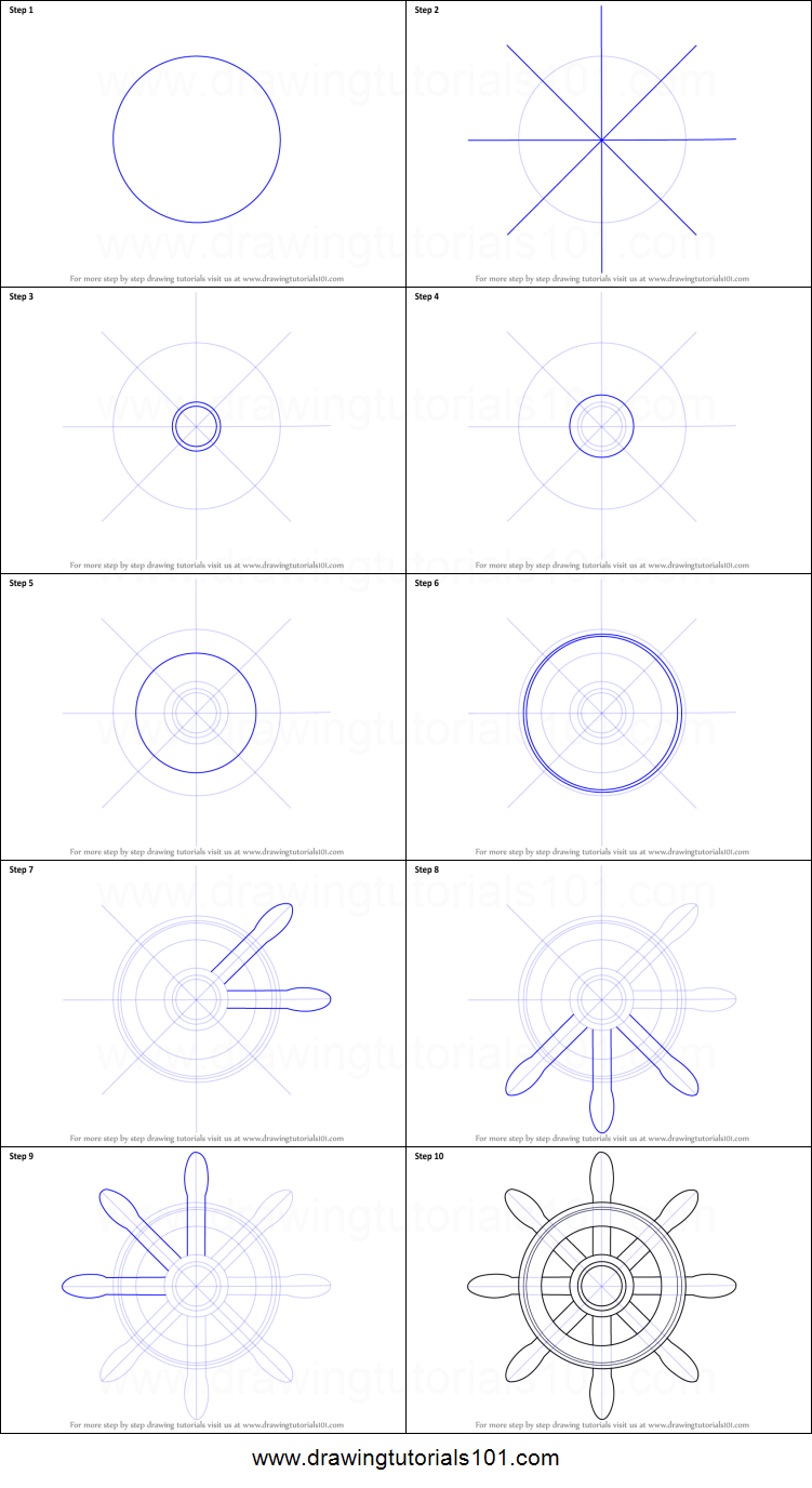 751x1376 How To Draw A Boat Wheel Printable Step - Ship Wheel Drawing
