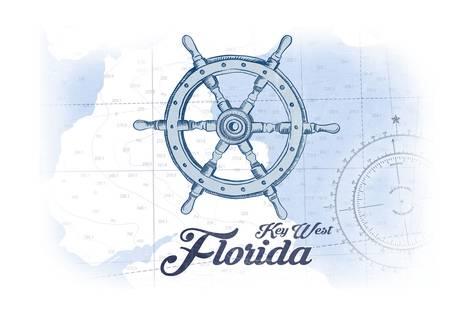 473x315 Key West, Florida - Ship Wheel Drawing