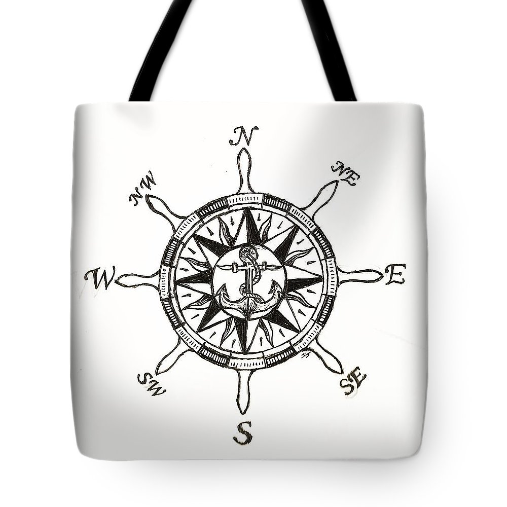 1000x1000 Ship Wheel Compass Tote Bag For Sale - Ship Wheel Drawing